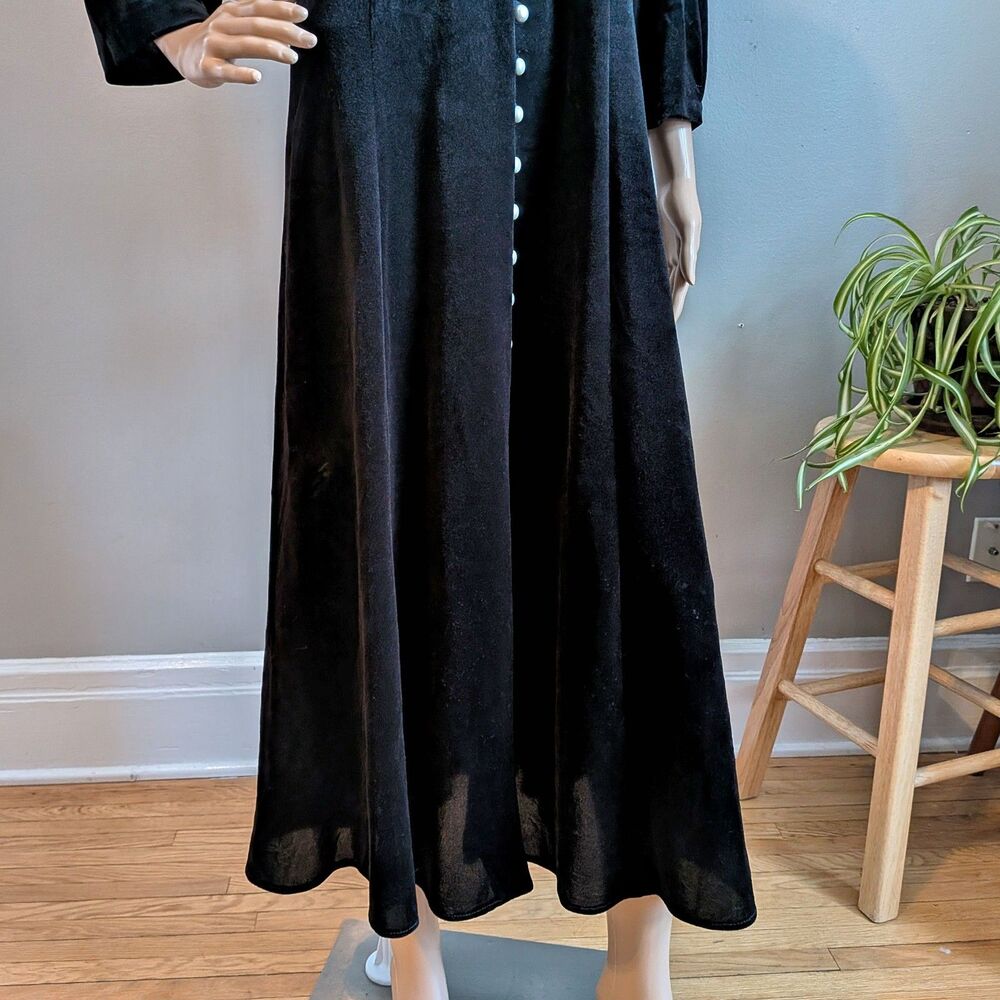 Vintage 90s Ultra Velvet Maxi Dress Lace Collar Wednesday Adams Plus Size 18W - Picture 5 of 11